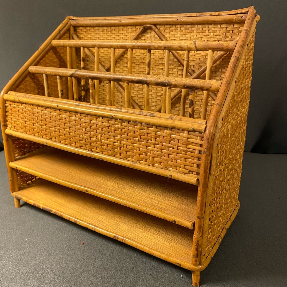 Boho Wicker Desktop Paper Organizer